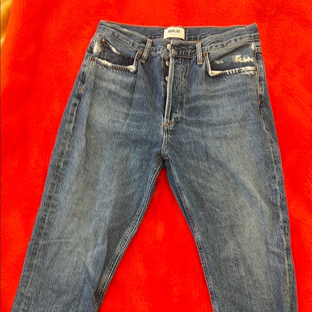 Agolde Blue Straight Leg Jeans